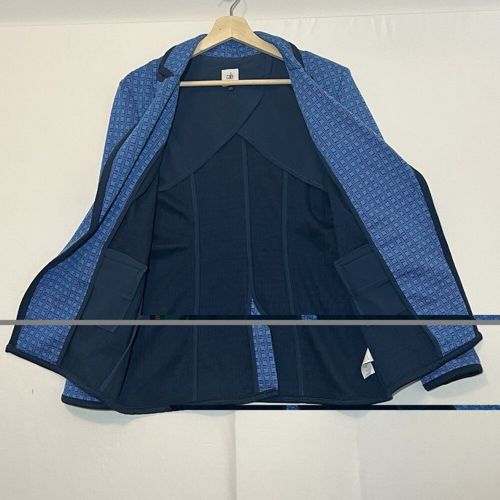 CAbi Scholarship Knit Blazer Jacket Medium Size Navy Blue Stretch Career Work - Picture 9 of 14